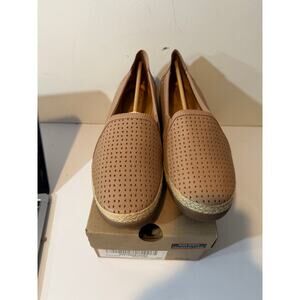 CLARKS Collection Espadrille Slip-Ons Elaina Ruby Shoes Beige Leather 12/W New